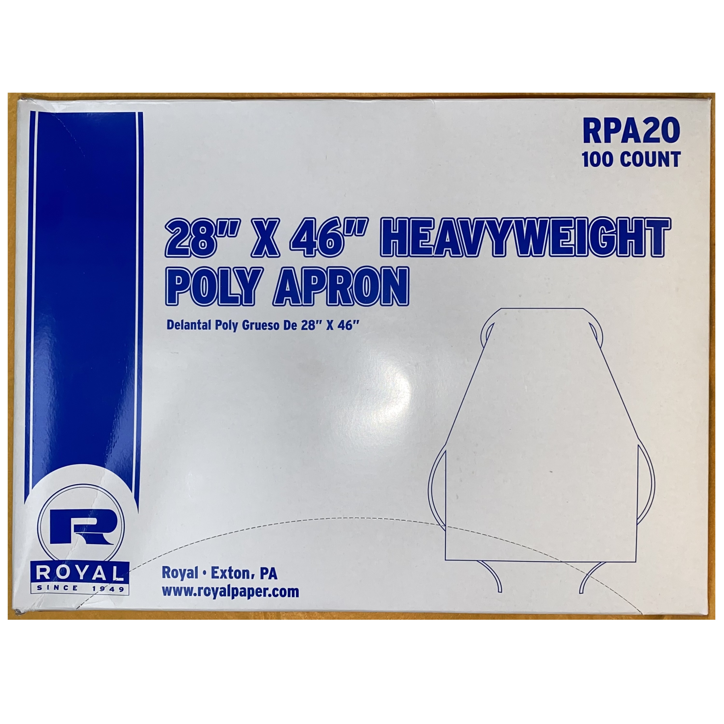 [RPA20] 28x46 Heavyweight  Poly Apron - 1 mil (100) Cs=5