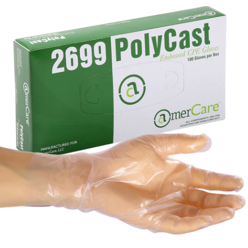 *Case* 269910/100 Amercare 
Polycast 
Embossed CPE Gloves, Large 