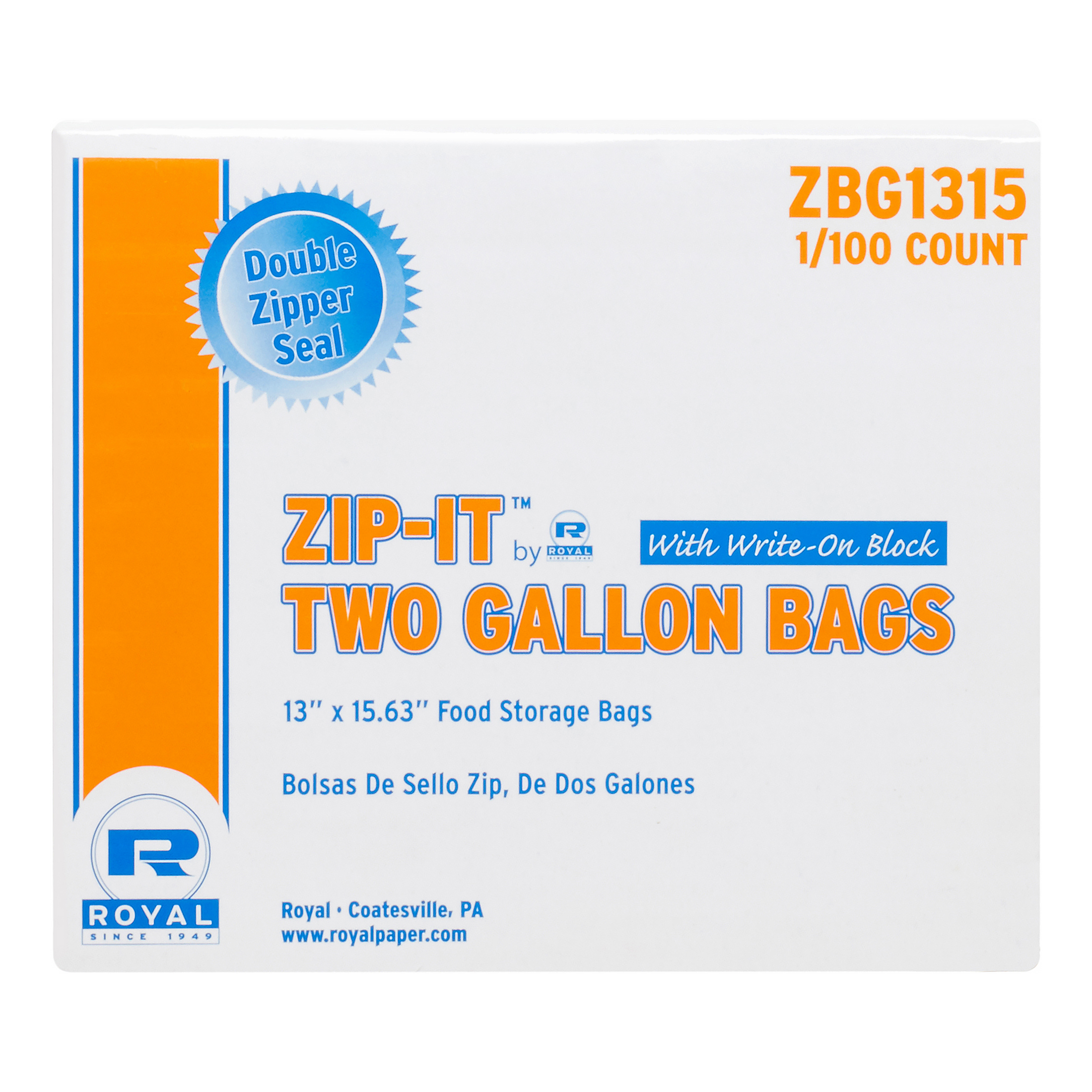 GRZIP-2GAL - Zip It Two Gallon Bag (100)