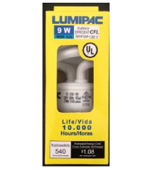 12-Pk Lumipac Spiral Bulb
120V 9W E26 Soft White